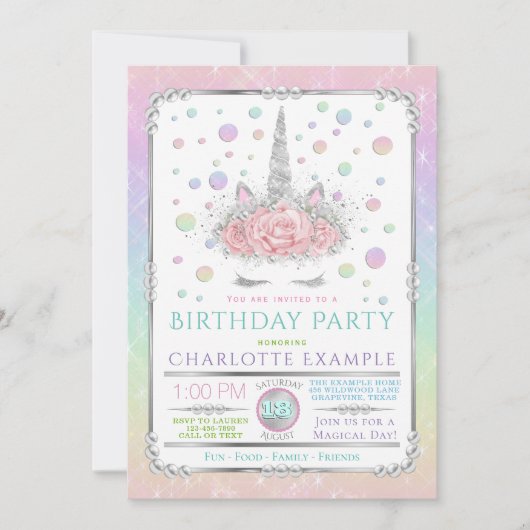 Cartes d'invitation pour une fête d'anniversaire l (Devant)