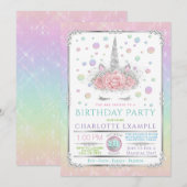 Cartes d'invitation pour une fête d'anniversaire l (Devant / Derrière)