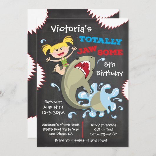 Cartes d'invitation pour une fête d'anniversaire p (Devant / Derrière)