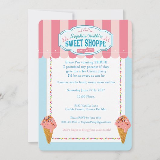 Cartes d'invitation pour une fête de glace pour un (Devant)