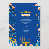 Cartes d'invitation pour une fête de Hanouka (Devant / Derrière)