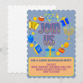 Cartes d'invitation pour une fête de Hanoukka avec (Devant / Derrière)