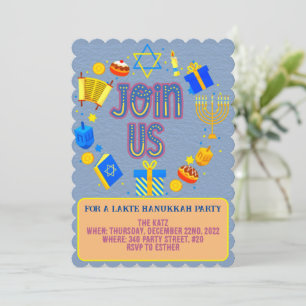 Cartes d'invitation pour une fête de Hanoukka avec