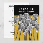 Cartes d'invitation pour une fête de lacrosse (Devant / Derrière)