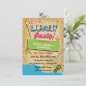 Cartes d'invitation pour une fête de luau sur une (Debout devant)