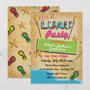 Cartes d'invitation pour une fête de luau sur une 