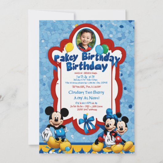 Cartes d'invitation pour une fête de naissance d'u (Devant)