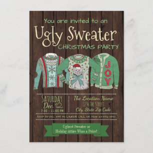 Cartes d'invitation pour une fête de Noël au pull