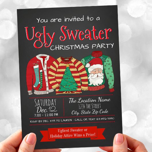 Cartes d'invitation pour une fête de Noël au pull