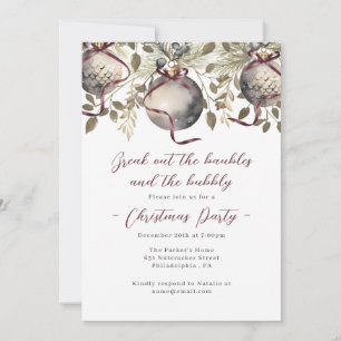 Cartes d'invitation pour une fête de Noël Baubles