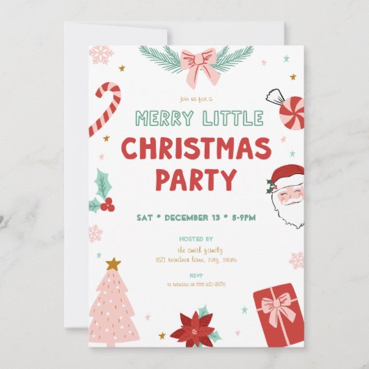 Cartes d'invitation pour une fête de Noël joyeuse (Devant)