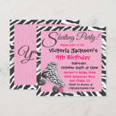 Cartes d'invitation pour une fête de patin à roule (Devant / Derrière)