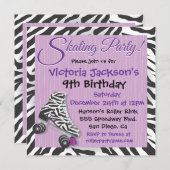 Cartes d'invitation pour une fête de patin à roule (Devant / Derrière)
