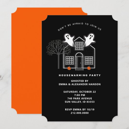 Cartes d'invitation pour une fête de pendaison de (Devant / Derrière)