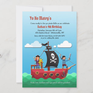 Cartes d'invitation pour une fête de pirates