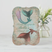 Cartes d'invitation pour une fête de sirène sous l (Debout devant)