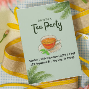 Cartes d'invitation pour une fête de thé vert fant