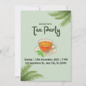 Cartes d'invitation pour une fête de thé vert fant (Devant)