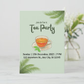 Cartes d'invitation pour une fête de thé vert fant (Debout devant)