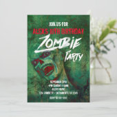 Cartes d'invitation pour une fête de zombies verts (Debout devant)