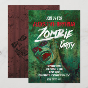 Cartes d'invitation pour une fête de zombies verts