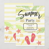 Cartes d'invitation pour une fête d'été (Devant / Derrière)
