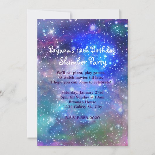 Cartes d'invitation pour une fête galactique d'ann (Devant)