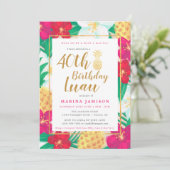 Cartes d'invitation pour une fête luau en or (Debout devant)