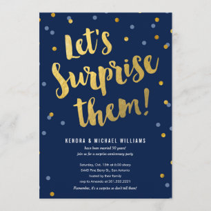 Cartes d'invitation pour une fête surprise de coup