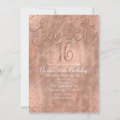 Cartes d'invitation pour une fête Sweet 16 rose go (Devant)