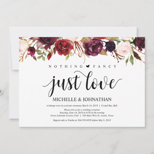 Cartes d'invitation pour une réception de mariage (Devant)