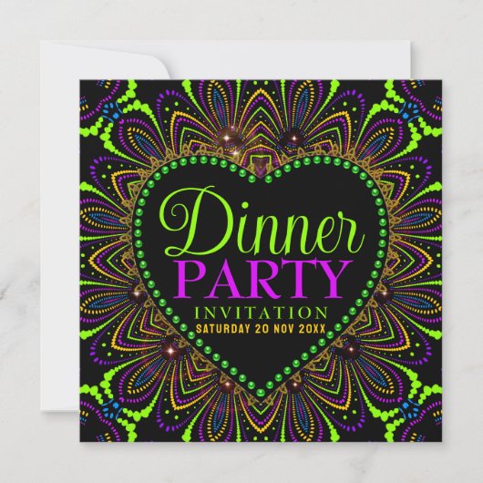 Cartes d'invitation pour une soirée à thème bohème (Devant)