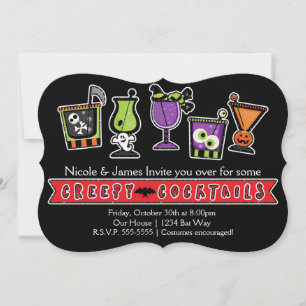 Cartes d'invitation pour une soirée CREEPY COCKTAI