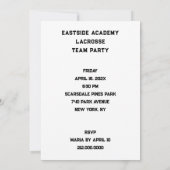 Cartes d'invitation pour une soirée de crosse (Dos)