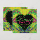 Cartes d'invitation pour une soirée de dîner d'amo (Devant / Derrière)
