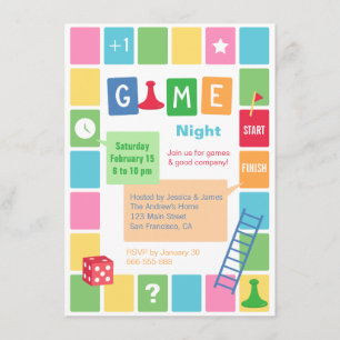 Cartes d'invitation pour une soirée de jeux de soc
