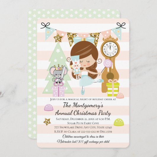 Cartes d'invitation pour une soirée de Noël Casse- (Devant / Derrière)