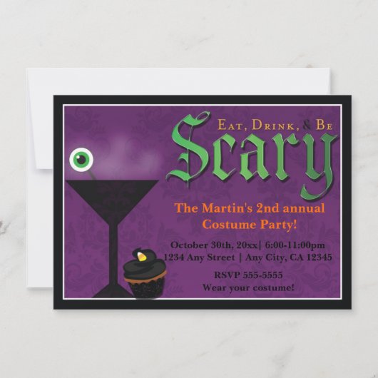 Cartes d'invitation pour une soirée d'Halloween Ma (Devant)