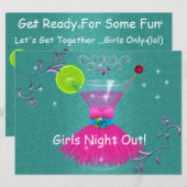 Cartes d'invitation pour une soirée entre filles a (Devant / Derrière)