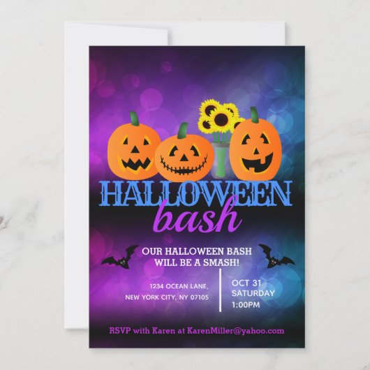 Cartes d'invitation pour une soirée Halloween (Devant)