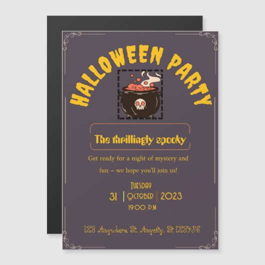 Cartes d'invitation pour une soirée Halloween sur (Devant / Derrière)