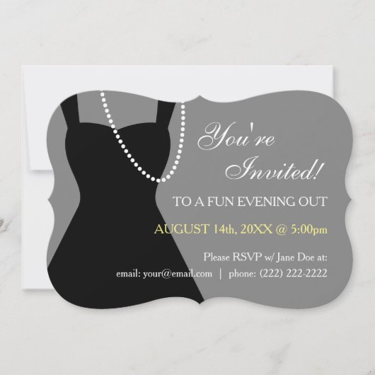 Cartes d'invitation pour une soirée petite robe no (Devant)