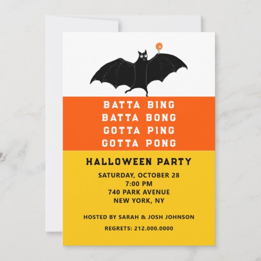 Cartes d'invitation pour une soirée ping-pong Hall (Devant)
