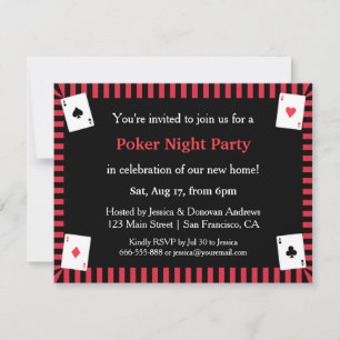 Cartes d'invitation pour une soirée poker de penda