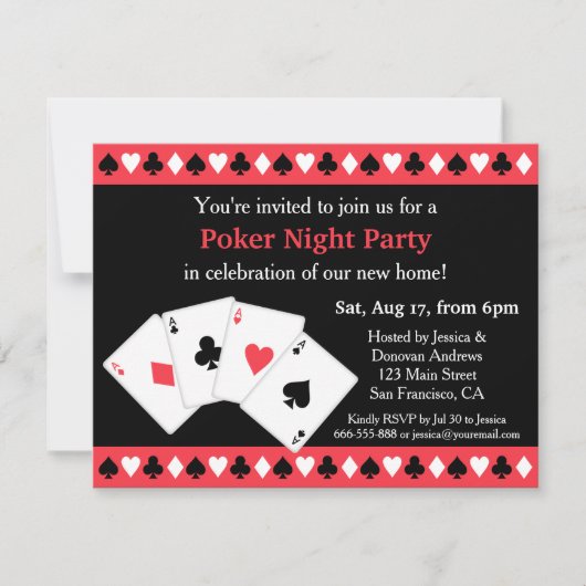 Cartes d'invitation pour une soirée poker de penda (Devant)