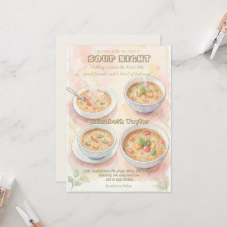 Cartes d'invitation pour une soirée soupe