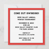 Cartes d'invitation pour vacances de golf (Dos)