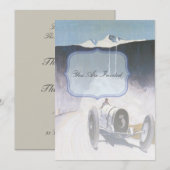 Cartes d'invitation pour voiture de course vintage (Devant / Derrière)