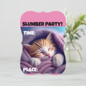 CARTES D'INVITATION PYJAMA PARTY CHAT MIGNON (Debout devant)
