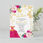 Cartes d'invitation Quince papillon Rose Chaud Rob (Debout devant)